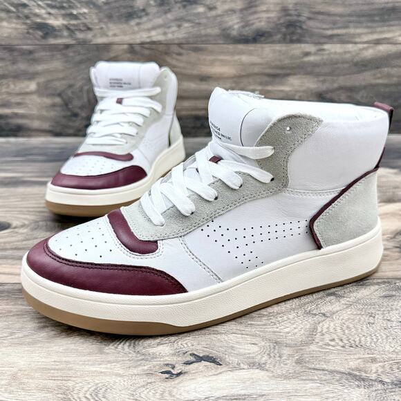 NIB Steve Madden Calypso 9M Leather High Top Sneakers Burgundy - Picture 3 of 11